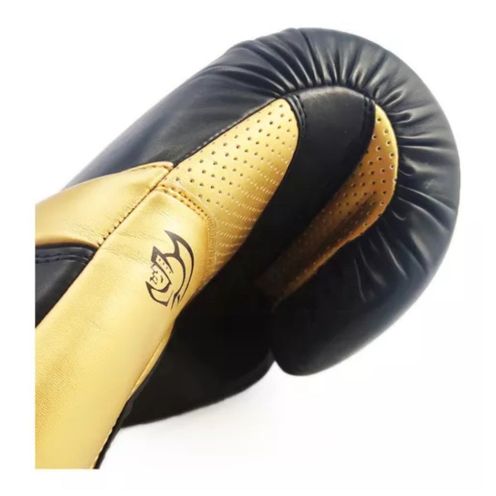 Detalhes do Kit Luva De Boxe Muay Thai Elite + Bandagem, Pretorian, Preto/ Dourado, 14 OZ