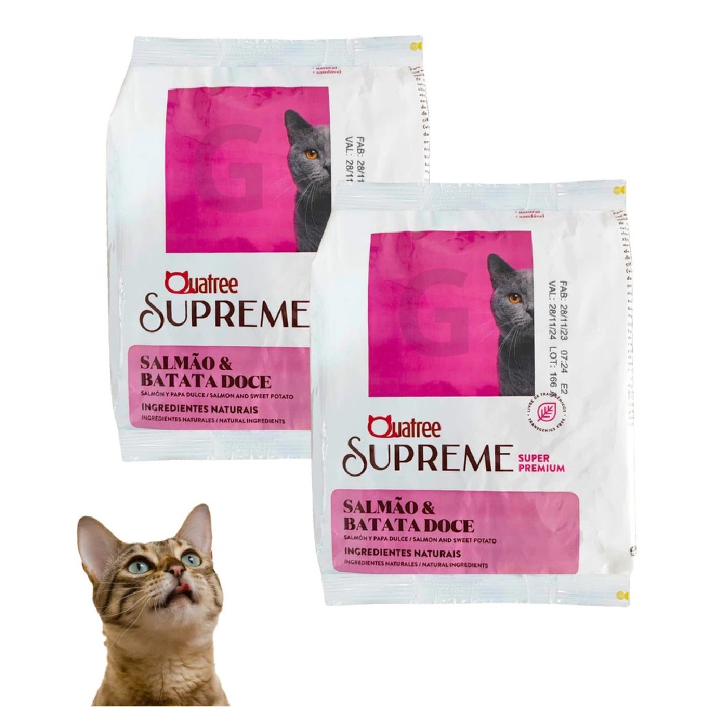 Kit C/2 Ração Quatree Supreme Premium Gato Adulto Salmão 1kg