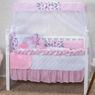 Kit Berço Americano e Nacional 07 Peças Menino e Menina Com Protetor Lateral e Trança em Oferta na Shopee