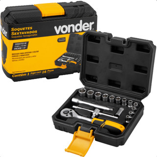Jogo de Soquetes Sextavado Encaixe 1/4" 16 Peças Vonder em Oferta na Shopee