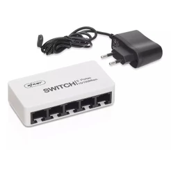 Switch Mini 5 Portas HUB Cabo Rede Ethernet 10/100mbps Auto
