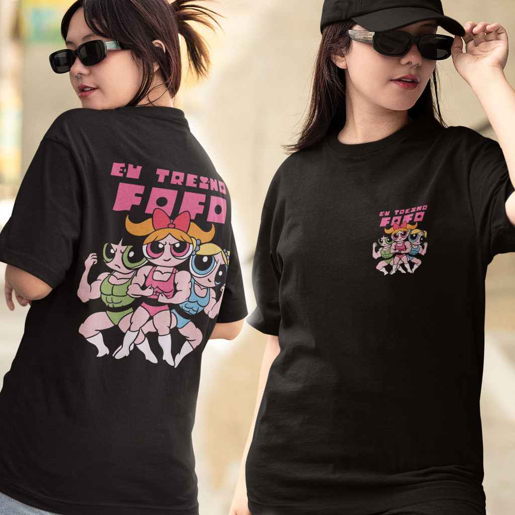 Camisa Feminina Treino Fofo Meninas super poderosas de Academia crossfit Algodão Blusa Look de Treino