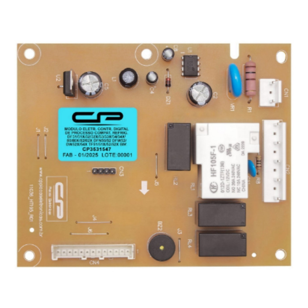 PLACA MODULO ELETRONICO CONTROLADOR POTÊNCIA COMPATIVEL PARA GELADEIRA REFRIGERADOR DF51/80 DFN50/52 DW52X TF51 BIVOLT