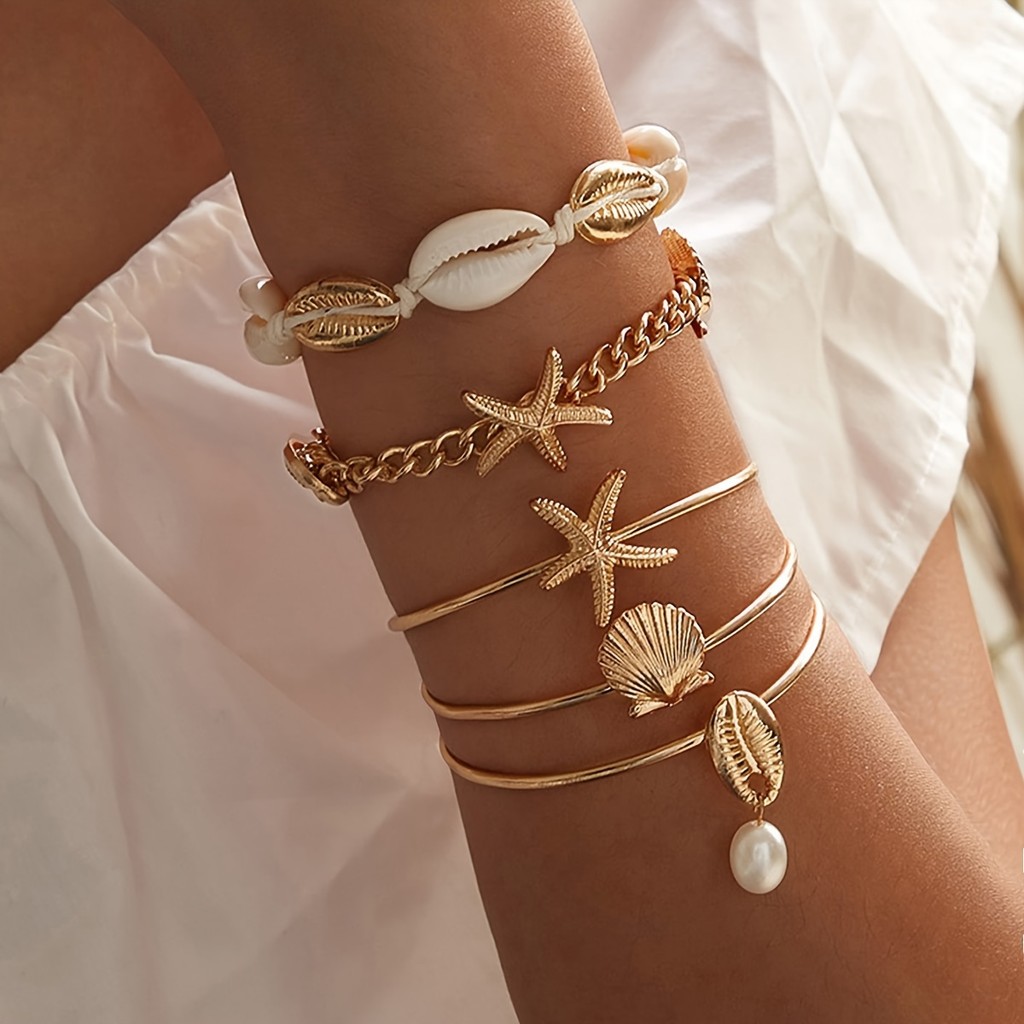 XUYU Moda Luxo Pulseira Feminina Starfish Shell Pingente Conjunto Acessórios De Férias Na Praia