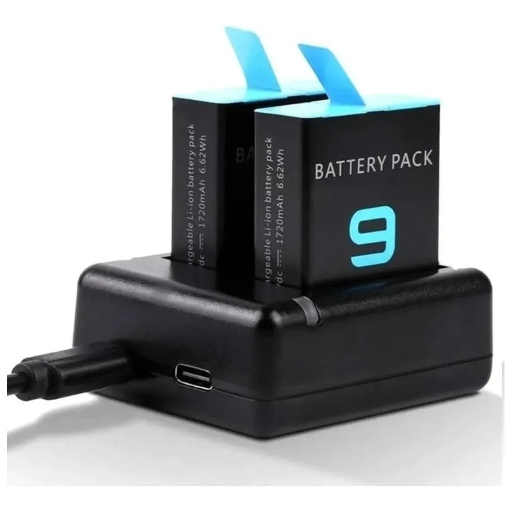 Kit Carregador Duplo Duas Baterias P/ Gopro Hero9  Hero10 11 12 em Oferta na Shopee