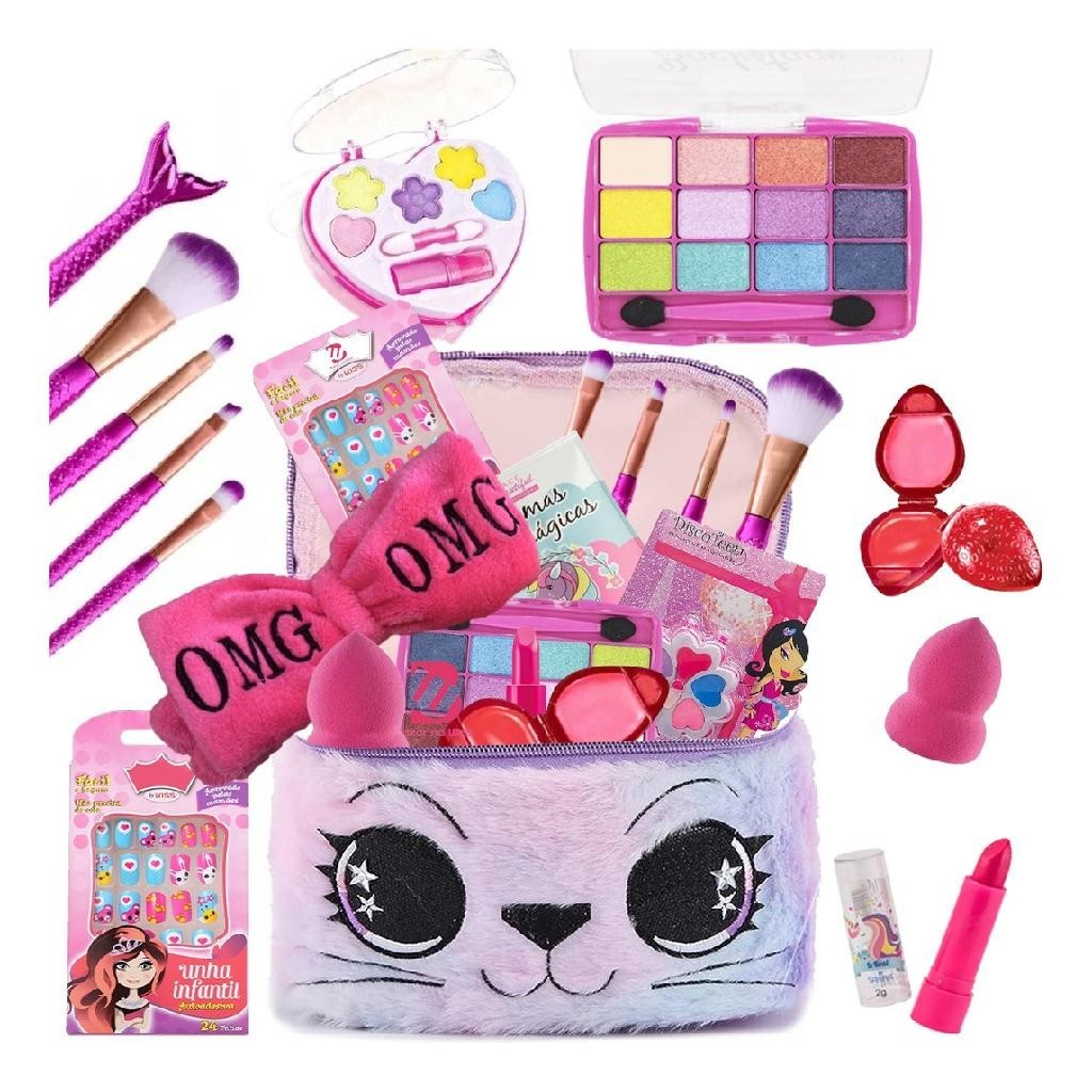 Kit Maquiagem Criança Infantil Maleta + Batom Sombra Pincel