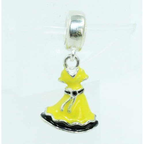 Charm Berloque Vestido Princesa Bela Prata 925 C1