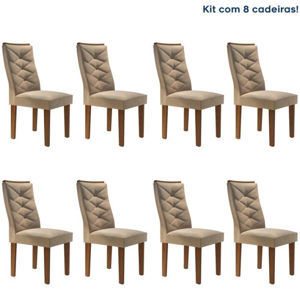 Conjunto 8 Cadeiras Estofadas Germany Chocolate em Oferta na Shopee