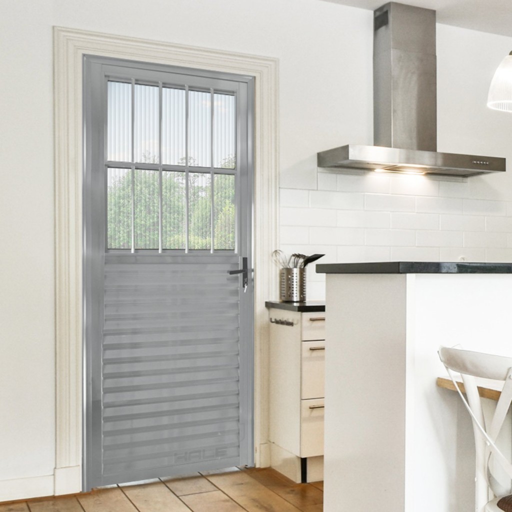 Porta de Alumínio Lambril 210x90cm Postigo Hale Esquadrias Abertura Esquerda Cromado em Oferta na Shopee