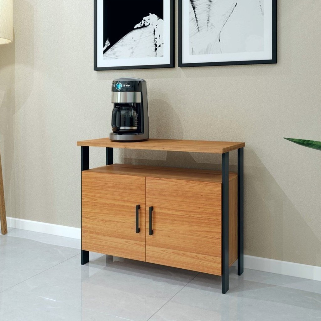 Armário para Escritório Industrial 2 Portas 100% MDF Freijó e Preto Fosco Freijó/Preto Fosco em Oferta na Shopee