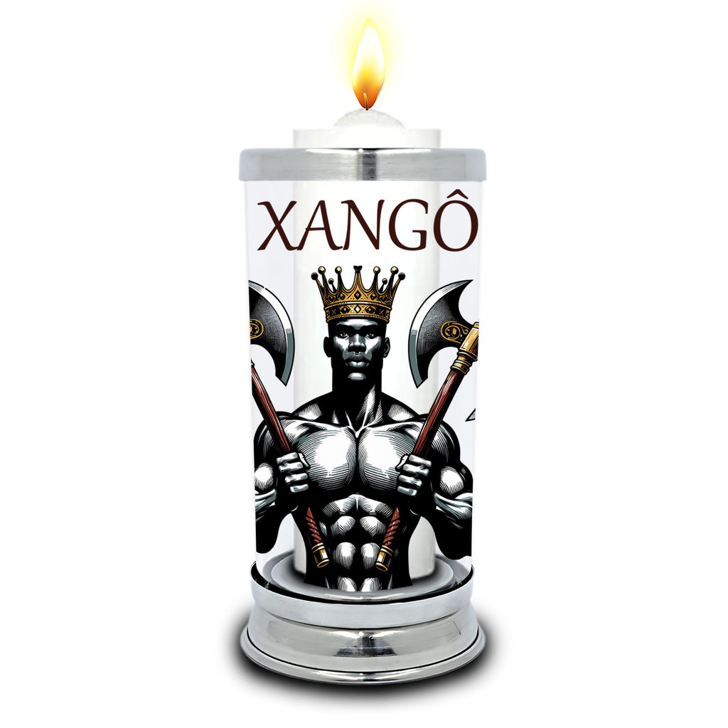 Protetor de Velas 7 dias Orixá Xangô Copo Vidro Castiçal