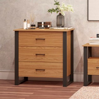 Cômoda 3 Gavetas 100% Mdf Freijo/Preto Fosco F38 – Dalla Costa em Oferta na Shopee