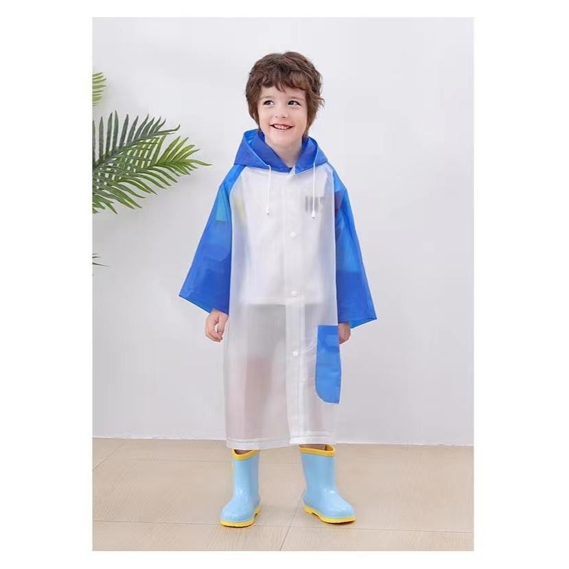 Capa de chuva infantil menino menina com capuz e bolsos — imagem 2 de 2