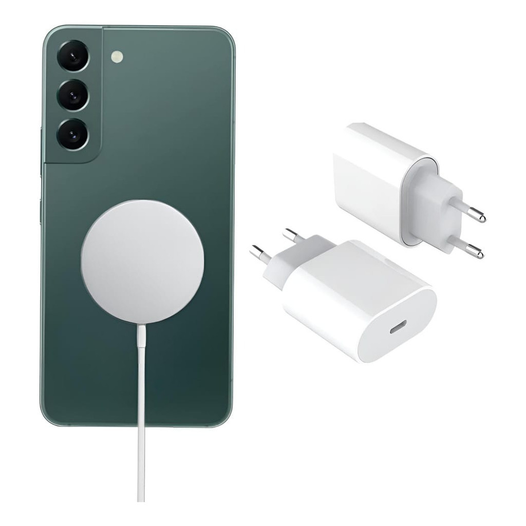 Carregador Magnético Indução magsafe + fonte Usbc Para S20 S21 S22 S23 fe plus ultra