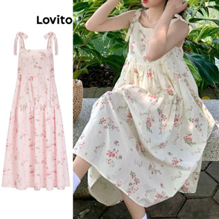 Lovito Vestido Casual Ditsy Floral Com Renda Para Mulheres LNA43094(Multicolorido)