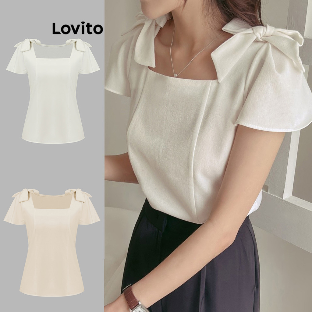 Lovito Blusa com Laço para Mulheres L80ED077(Multicolorido)