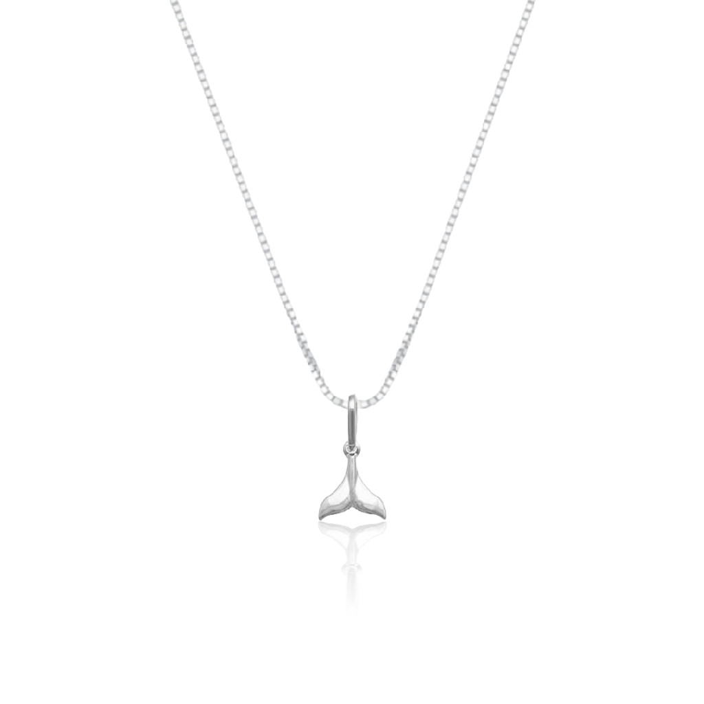Colar pingente medalha rabo de baleia  Prata 925 45cm em Oferta na Shopee