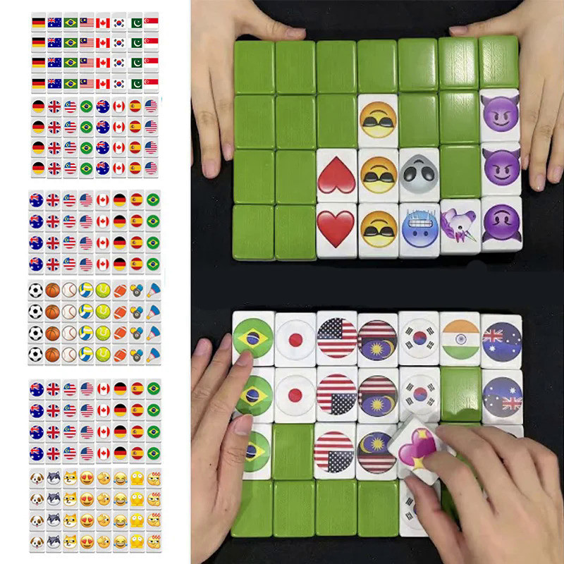 64 blocos Tiktok Seaside Escape Mahjong Tile Game 1/2 jogadores jogo de festa pai-filho brinquedo presente