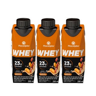 Kit 3 Bebida Láctea Piracanjuba Whey Zero Lactose Pasta de Amendoim com 23g de Proteína 250ml em Oferta na Shopee