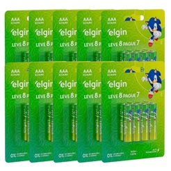 80 Pilhas Alcalina Aaa Palito 1,5v 3a LR03 10 Cartelas Elgin