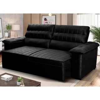 Sofá Retrátil Reclinável 3 lugares 2,00m Quantum Suede Velut Preto - King House em Oferta na Shopee