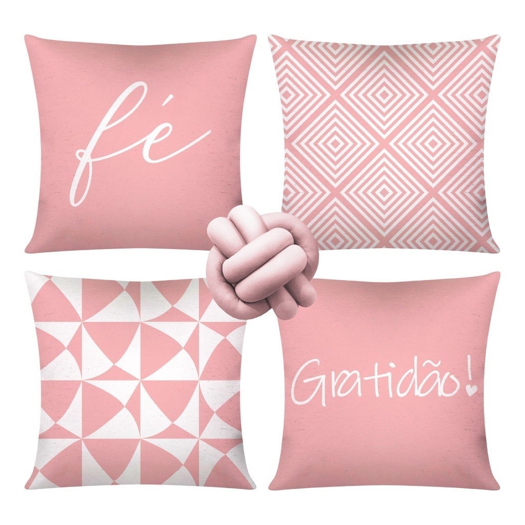 Kit 4 Capas de Almofadas Decorativas 42x42 + 1 Almofada De Nó em Oferta na Shopee