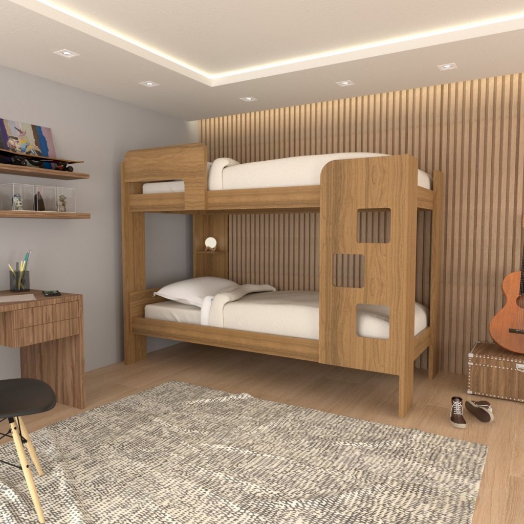 Beliche Escadinha 1 Prateleira 100% MDF Grade de Proteção - Home & Living