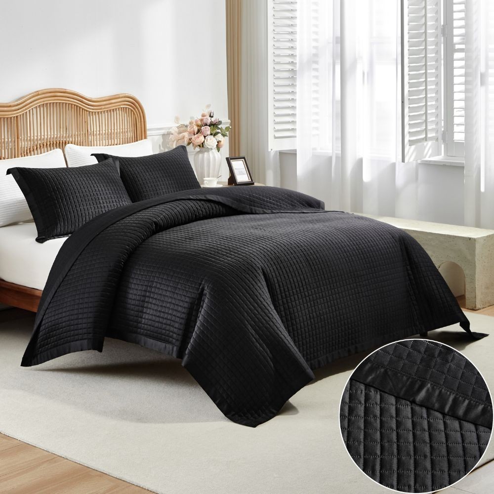 Kit Cobre Leito Casal 3 Pçs Dupla Face Turin Percal 300 Fios Black em Oferta na Shopee