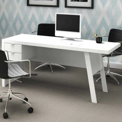 MESA PARA ESCRITÓRIO 2 GAVETAS ME4122 BRANCO/BRANCO - TECNO MOBILI