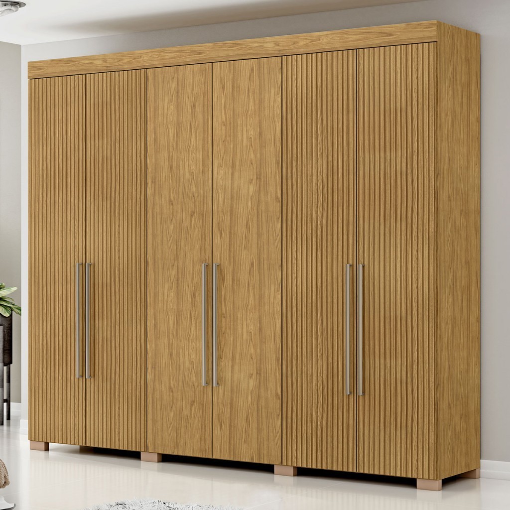 Guarda-Roupa Casal Ita 6 Portas 2 Gavetas Marrocos/Marrocos Ripado - Mx Móveis em Oferta na Shopee