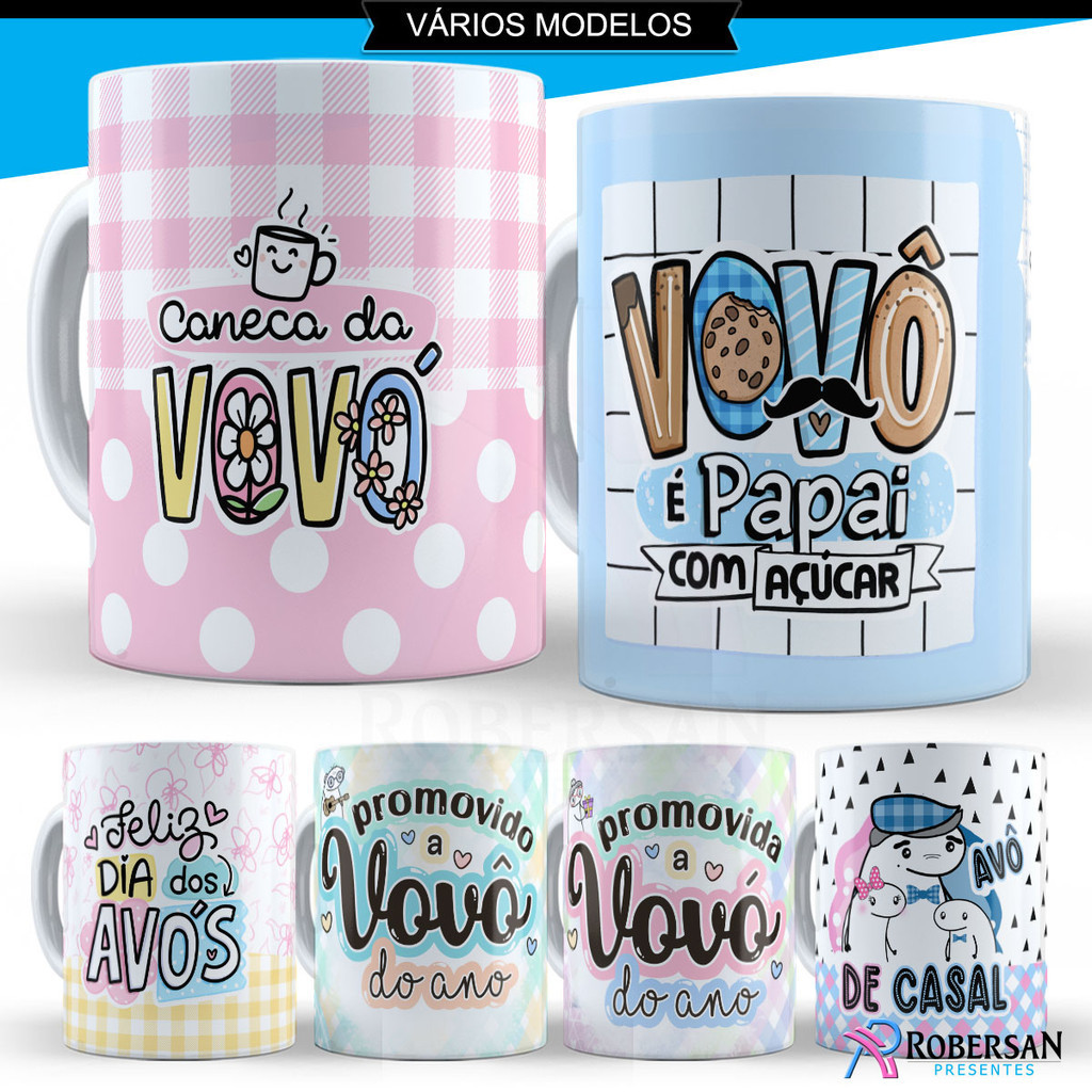Caneca Personalizada Dia dos Avós Avó Avôs Avô Vó Vô Bisavô Bisavó Xícara Flork Bento