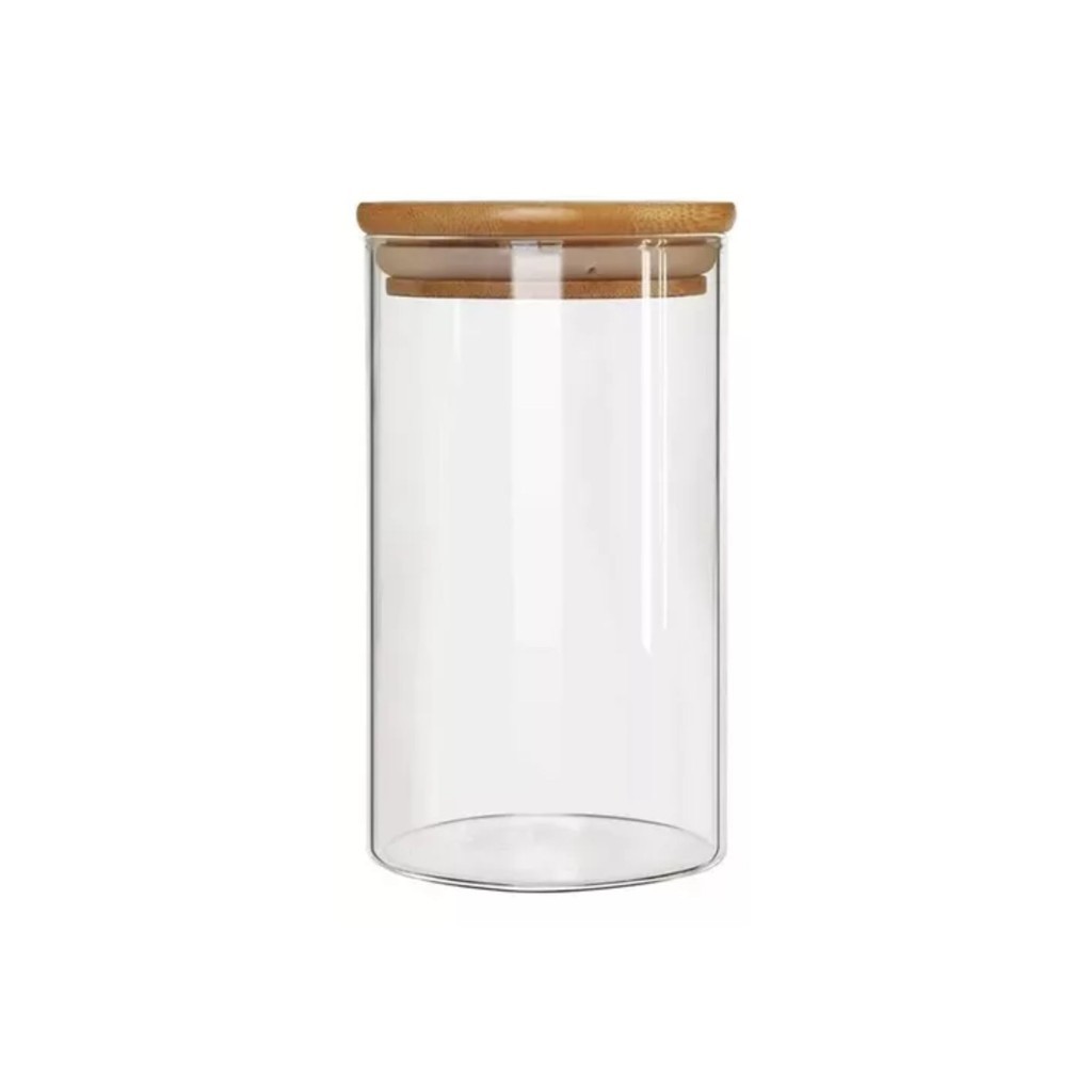 Pote Porta Temperos Mantimentos Design Sofisticado Tampa De Bambu Hermético 650ml