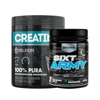 Kit: Creatina 300g + Pré Treino Sixt Army Night 300g Soldiers Nutrition Força Performance em Oferta na Shopee