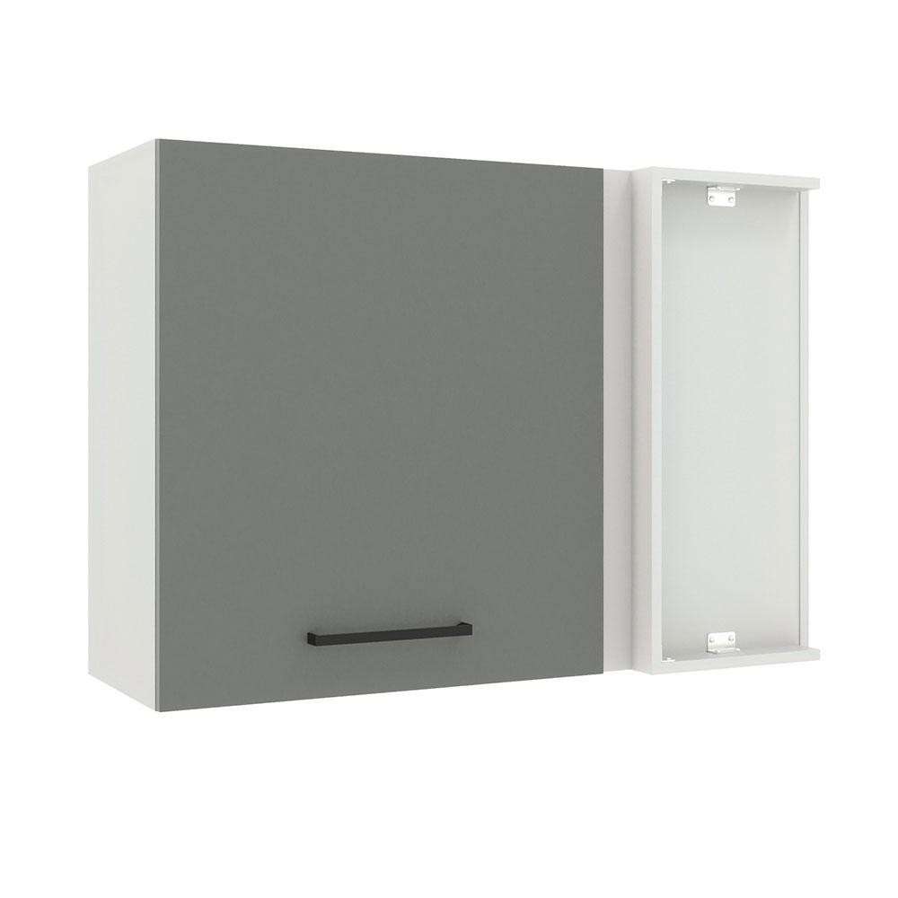 Armário de Cozinha Aéreo de Canto 1 Porta Branco/Cinza Agata Madesa em Oferta na Shopee