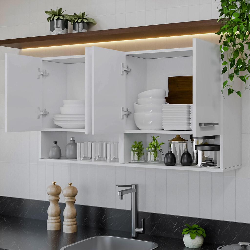 Armário Aéreo 4 Portas Cozinha Lavanderia Multiuso Bonatto Oficial - Home & Living