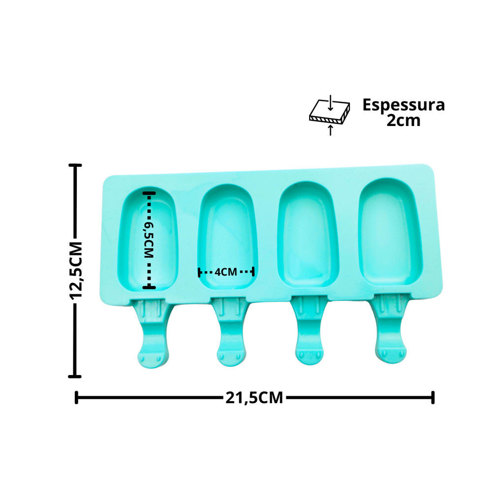 Forma em Silicone para Mini Picolé Magnum 4 cavidades Antiaderente