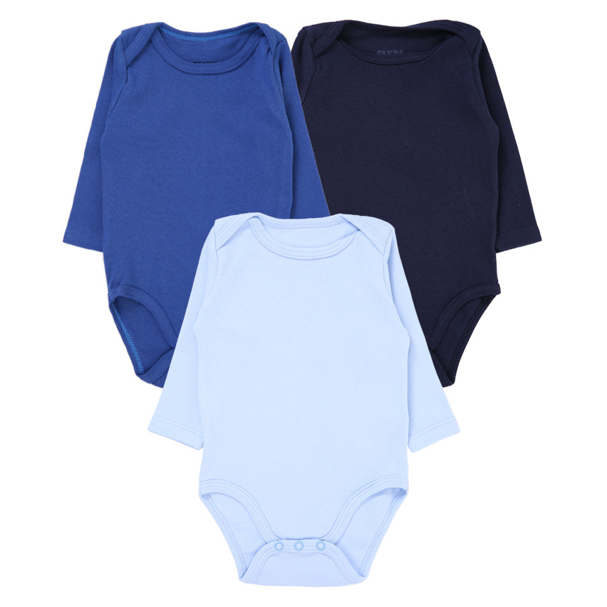 Kit Body Manga Longa Bebê Fakini Suedine Básico - 3 Peças em Oferta na Shopee