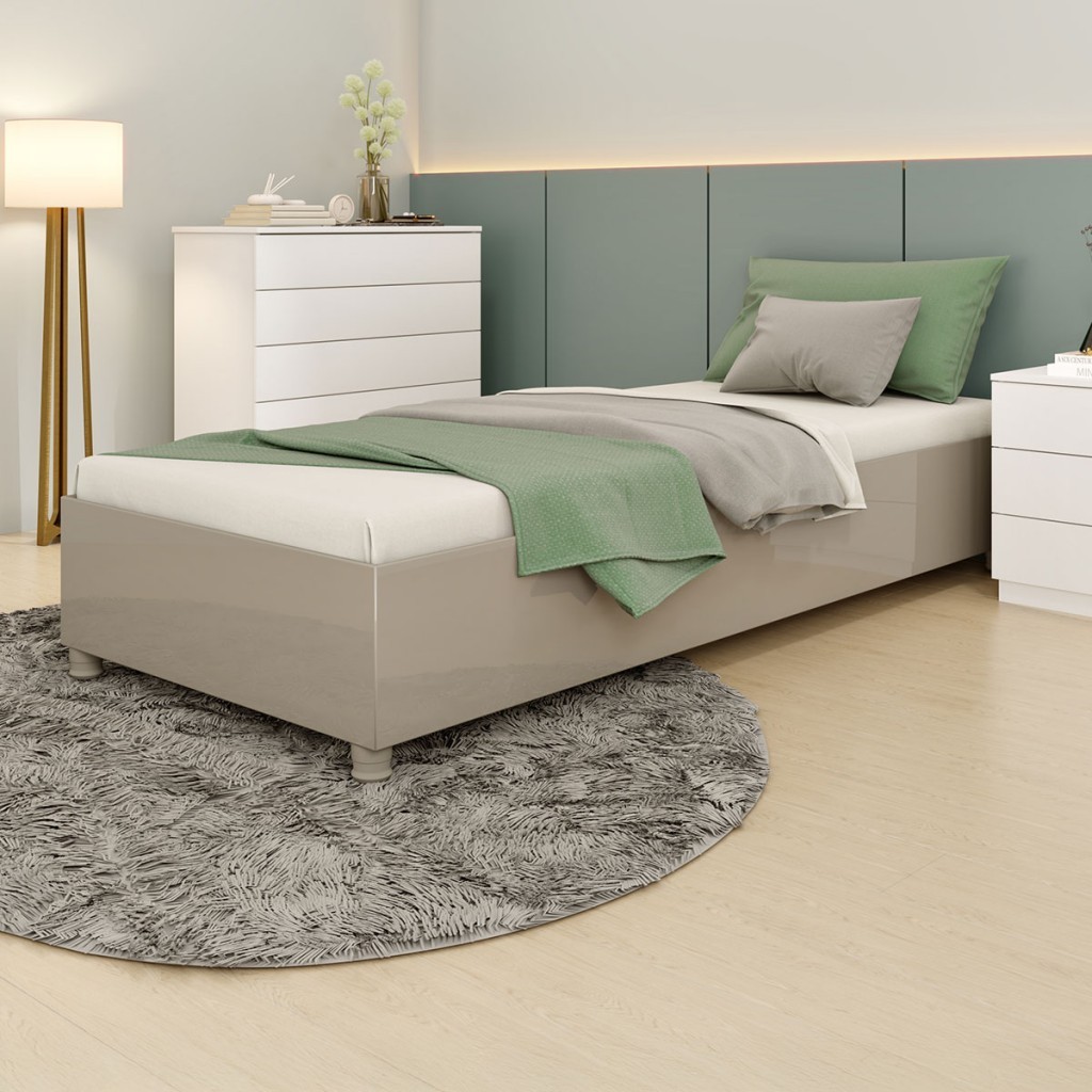 Cama Box Solteiro Mônaco Off White - Tcil Móveis em Oferta na Shopee