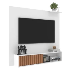 Painel para Sala TV até 55 Polegadas 1 Porta 1 Prateleira Tucson 136cm Branco/Freijó - J Carvalho