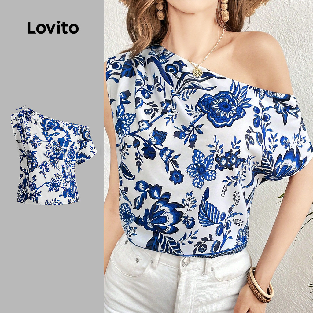 Lovito Blusa Boho Ditsy Floral Ombro Frio para Mulheres L120ED417 - Women Clothes