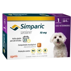 Antipulgas Simparic Tab 10mg para Cães de 2,5kg a 5kg com 1 comprimido