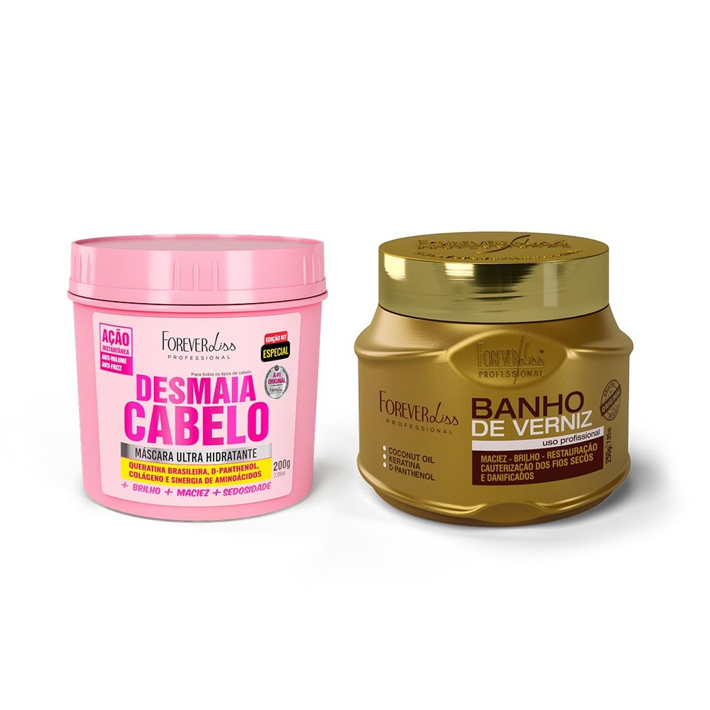 Kit Máscara Desmaia Cabelo 200G e Máscara Banho de Verniz 250G em Oferta na Shopee