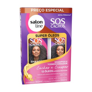 Kit Shampoo 300ml + Condicionador 200ml SOS Cachos Super Óleos em Oferta na Shopee