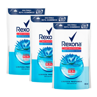 Kit 3 Sabonete Líquido Rexona Antibacterial Limpeza Profunda Refil 200ml em Oferta na Shopee