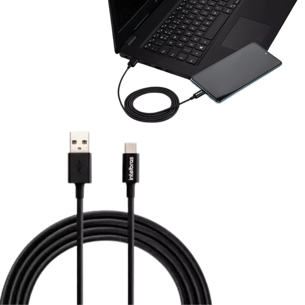 Cabo USB-USB Tipo C Preto Intelbras EUAC 12PP 1,2m Pvc Smartphone