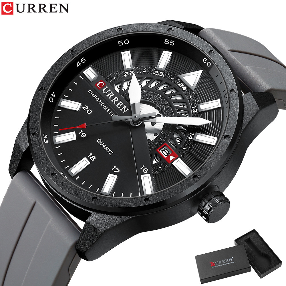 CURREN Relógio Masculino Moda Casual Pulseira De Silicone Calendário De Esportes Ao Ar Livre Quartzo À Prova D'água 8421
