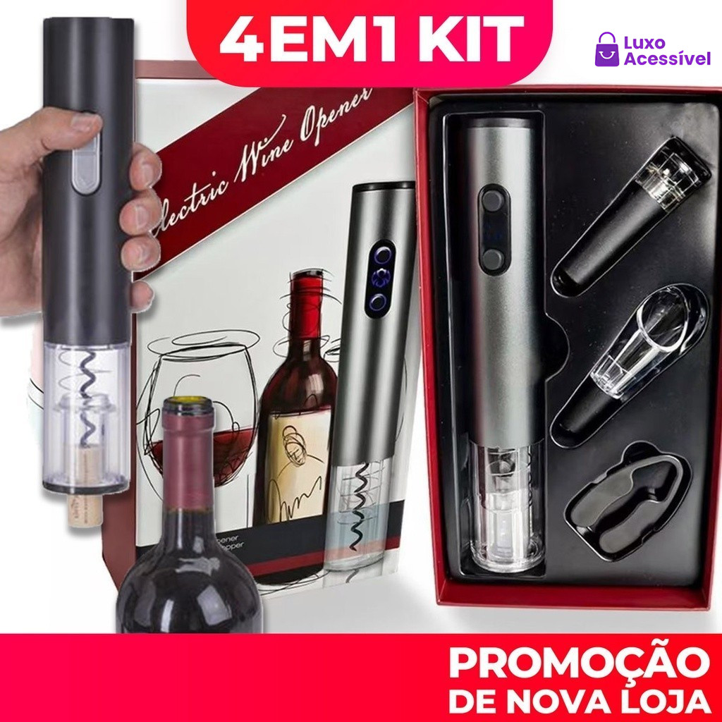 Abridor De Vinho Elétrico Automático A Pilha Saca Rolha Prático Para Cozinha Presente