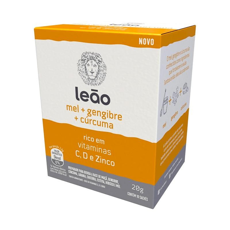 Chá Vitaminico Leão Mel + Gengibre + Cúrcuma 10 Sachês 20g em Oferta na Shopee