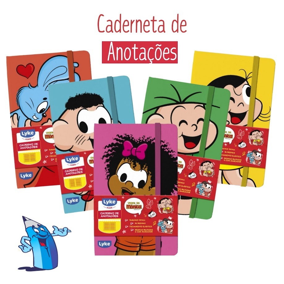 CADERNETA DE ANOTAÇÕES TURMA DA MÔNICA 96 FOLHAS PAUTADAS 9CMX14CM LYKE