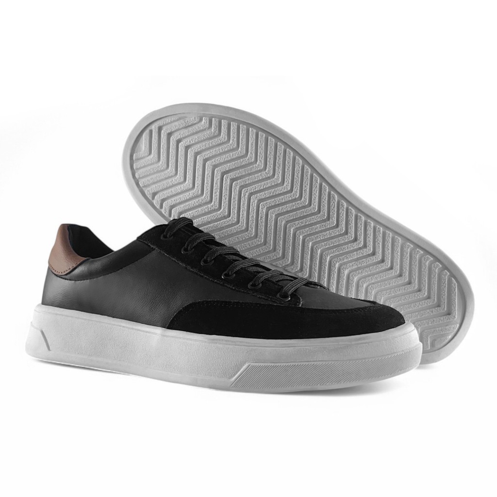 Tênis Masculino Casual Confort Qualidade Com Detalhe em Couro Legitimo Urbano Atemporal Versatil MELO SHOES